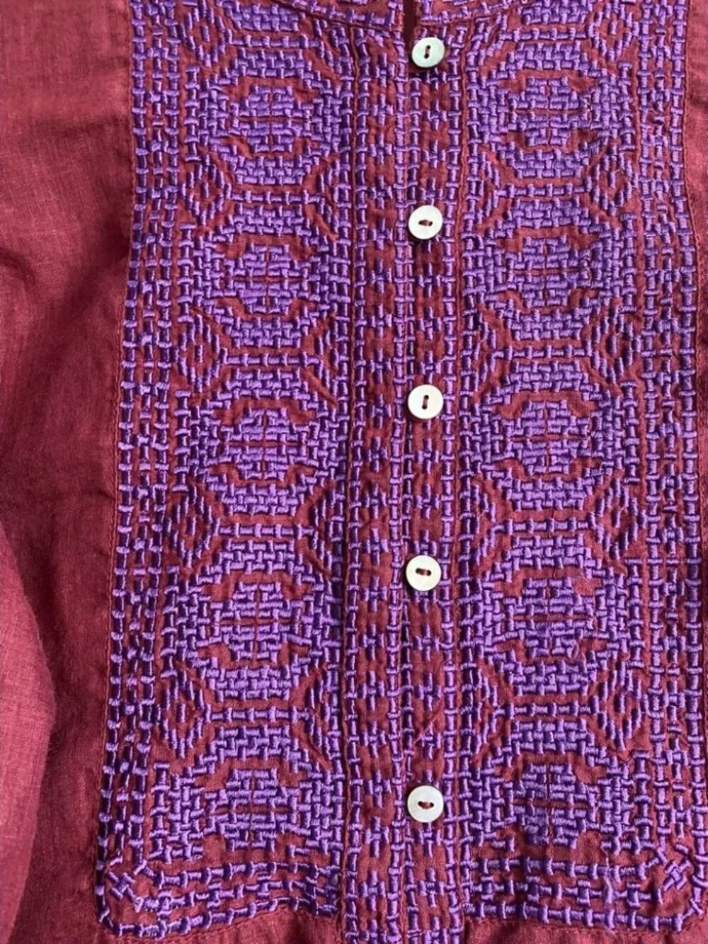 Sundance Catalog Embroidered Boho Christiane Blouse Sz S Cabernet - Picture 6 of 10